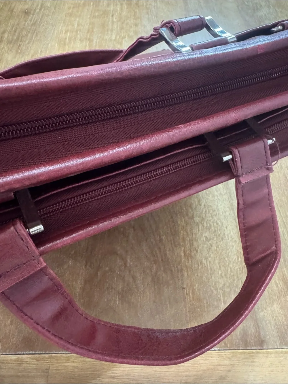 Foray Classic Maroon Faux Leather Briefcase with Top Handles